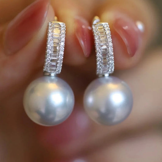 パール×ダイヤモンドイヤリング